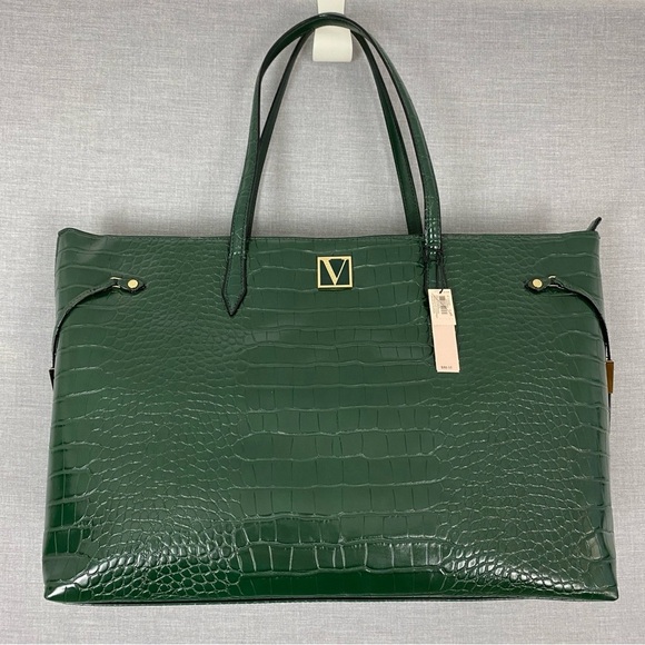 Victoria's Secret Carryall Tote Bag in Green Crocodile - Picture 1 of 10